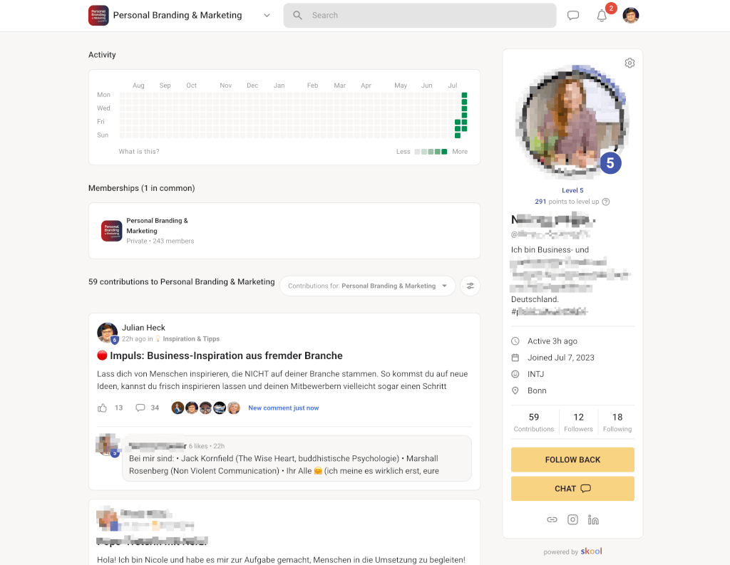 Screenshot Skool Community Member