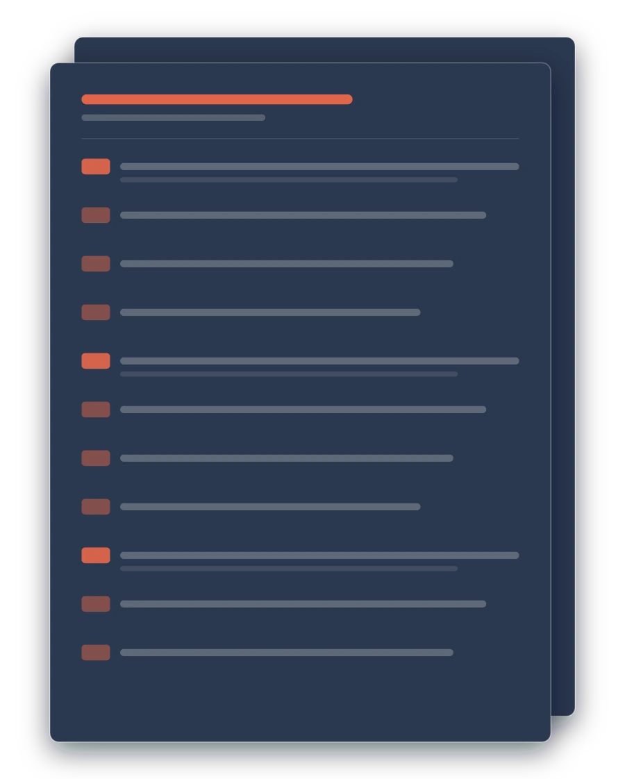 Ein Blatt mit durchnummerierten Newsletter-Themen, dahinter das Storybook-Template